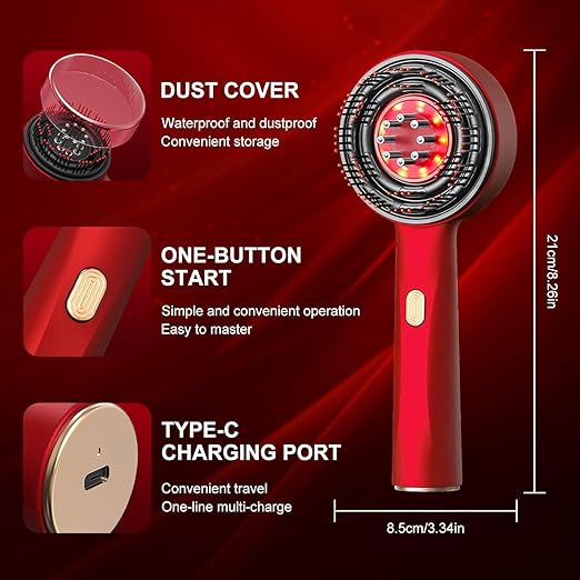 Electric Scalp Massager & Hair Oil Applicator – Red Light Therapy for Hair Growth, Vibrating Head Massager with 6ml Liquid Tank, Waterproof Scalp Treatment Tool for Stress Relief & Thinning Hair image 3