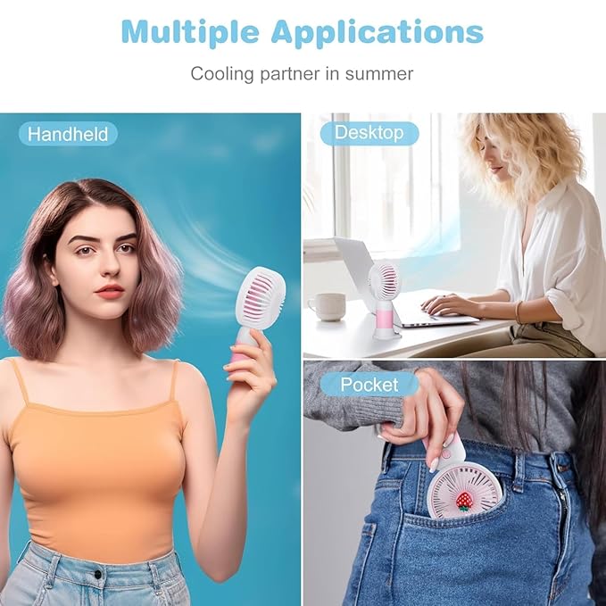 Portable Rechargeable Mini Fan for Travel, Office, Makeup, Kitchen & Outdoor Use image 6