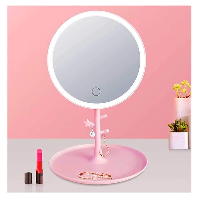 LED Vanity Mirror with Jewellery Organizer Stand – 180 Degree Rotation image 5