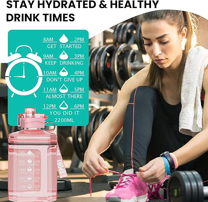 2.2 Litres Large Water Bottle, Leak Proof, BPA Free, Plastic with Carry Loop, image 2