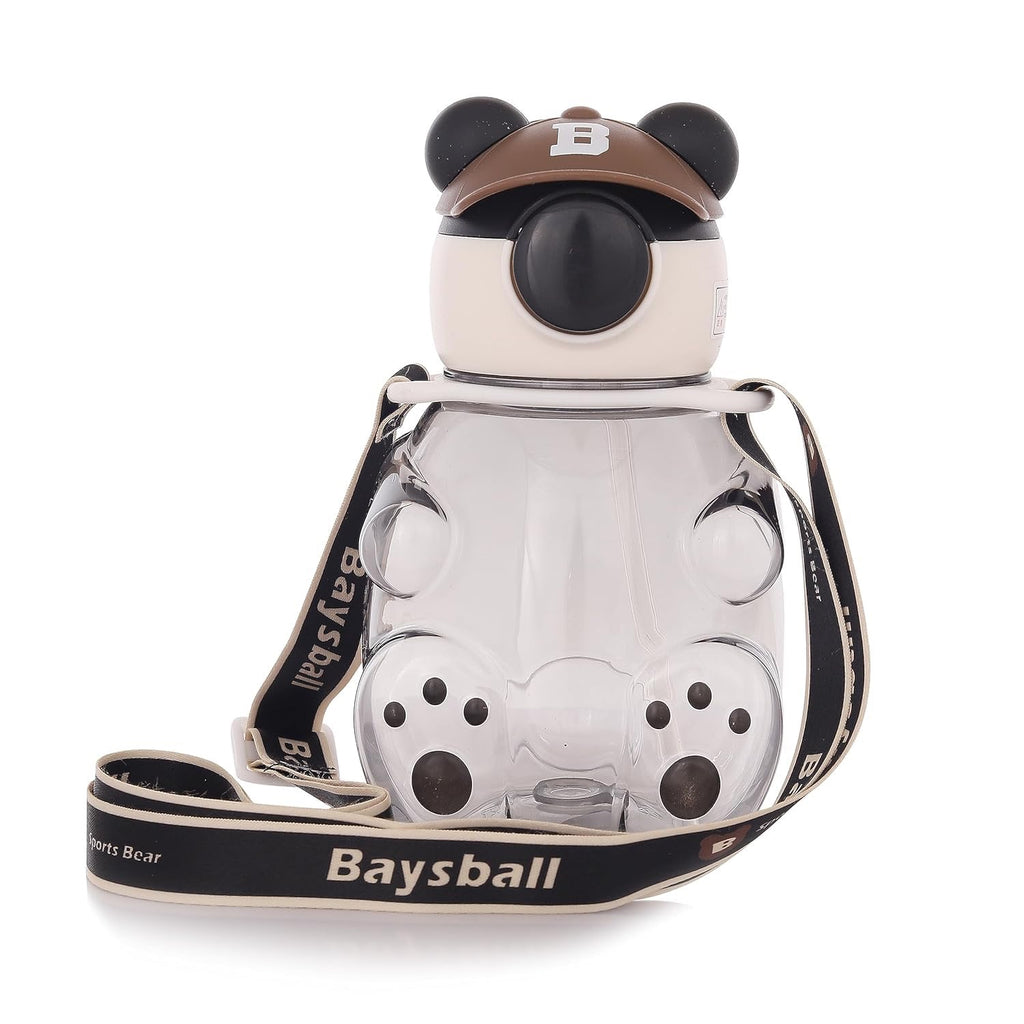 Teddy Bear Water Bottle – Cute Bear Sipper Bottle with Straw & Adjustable Strap image 3