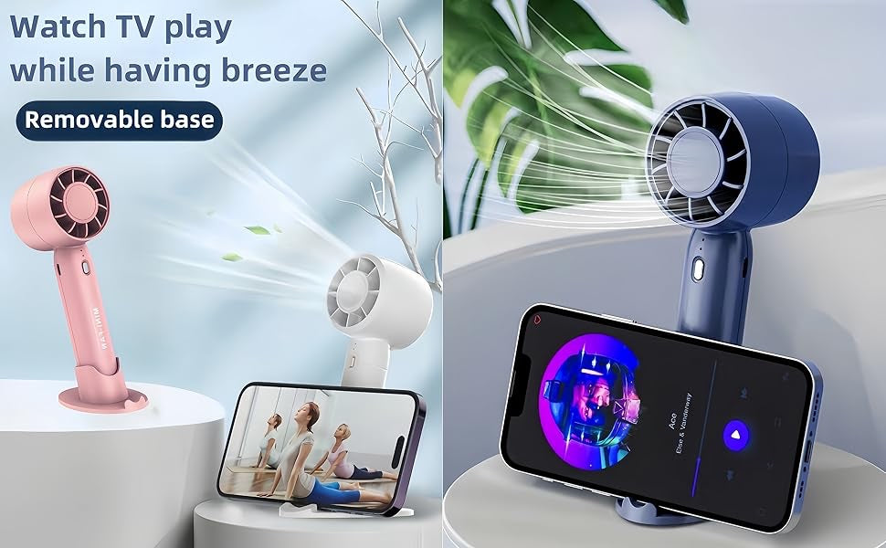 Handheld Mini Fan – Portable USB Rechargeable Fan with Base & 3 Speed Settings image 5