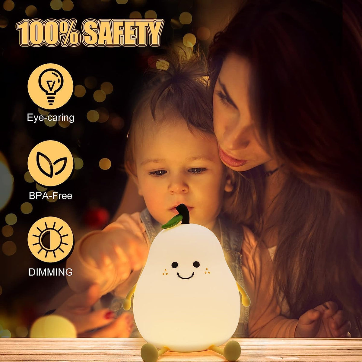 Rechargeable Silicone Pear Night Lamp image 3