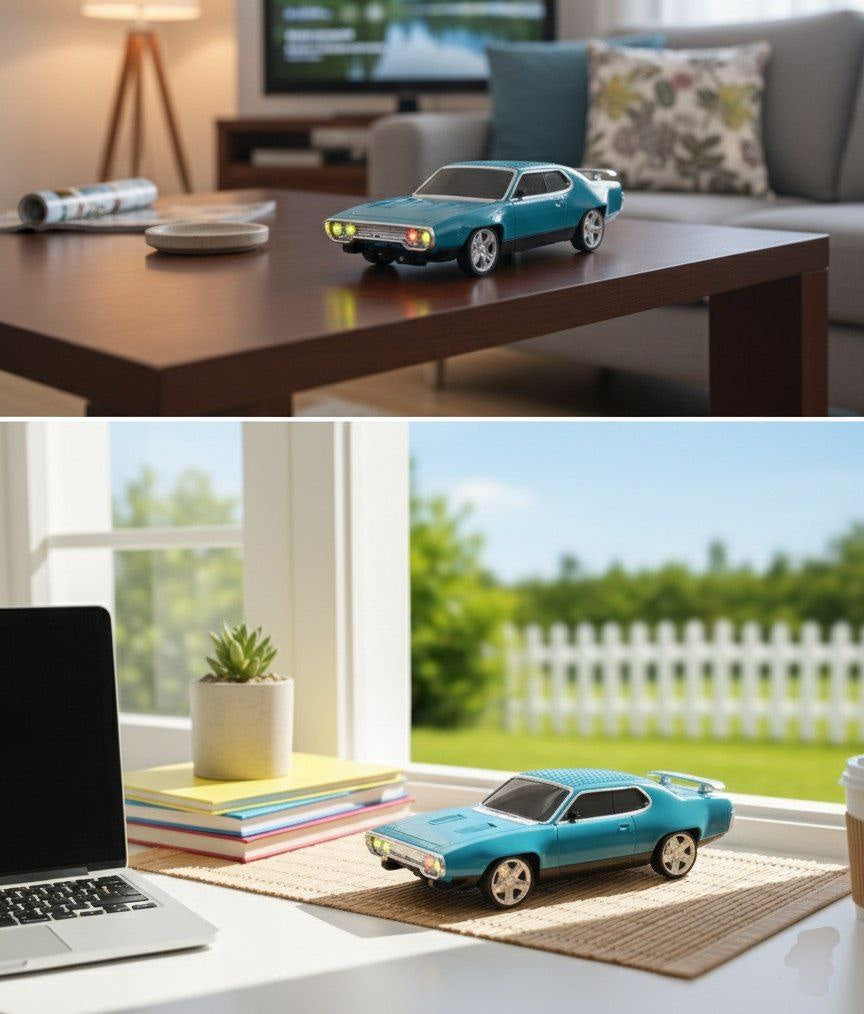 Vintage Muscle Car Wireless Speaker | Retro Tabletop Bluetooth Sound System with LED Lights image 2