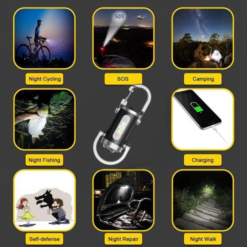 Mini Keychain LED Light – 1200 Lumens USB Rechargeable Torch image 3