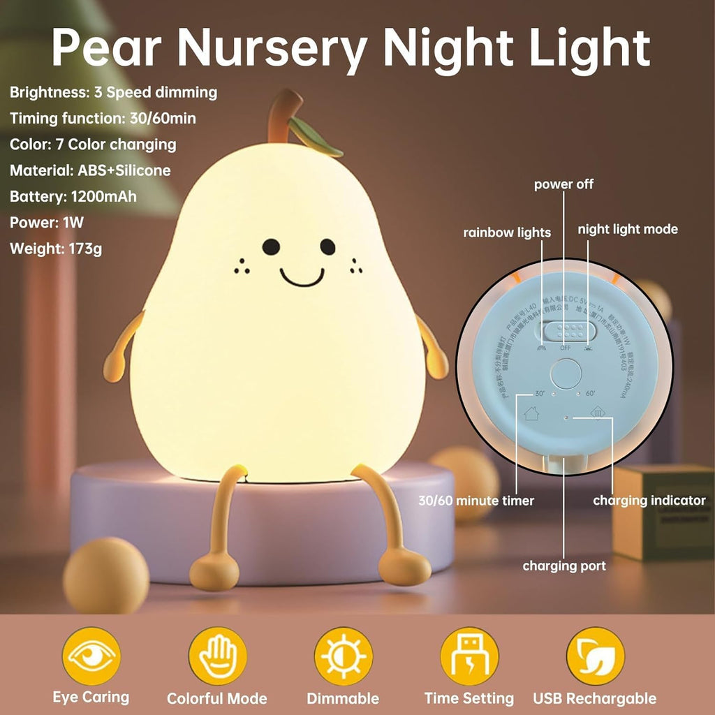 Rechargeable Silicone Pear Night Lamp image 4