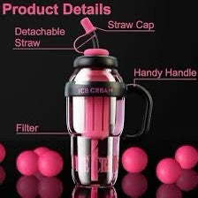 Ice Cream Water Bottle – Cute Portable Kids Water Bottle with Straw image 2