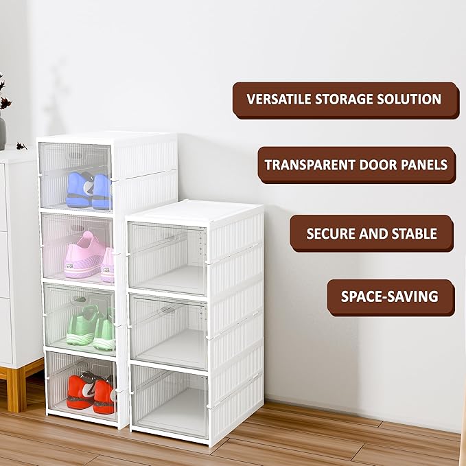 Premium Clear Stackable Shoe Storage Boxes - 4 Layer image 2