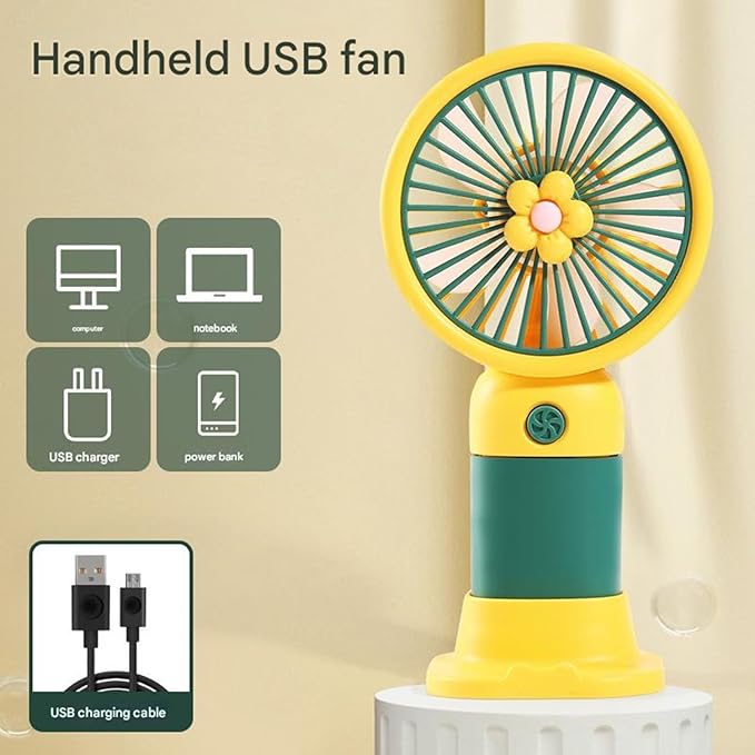 Cute Portable Mini Fan - USB Rechargeable, Multicolour image 2