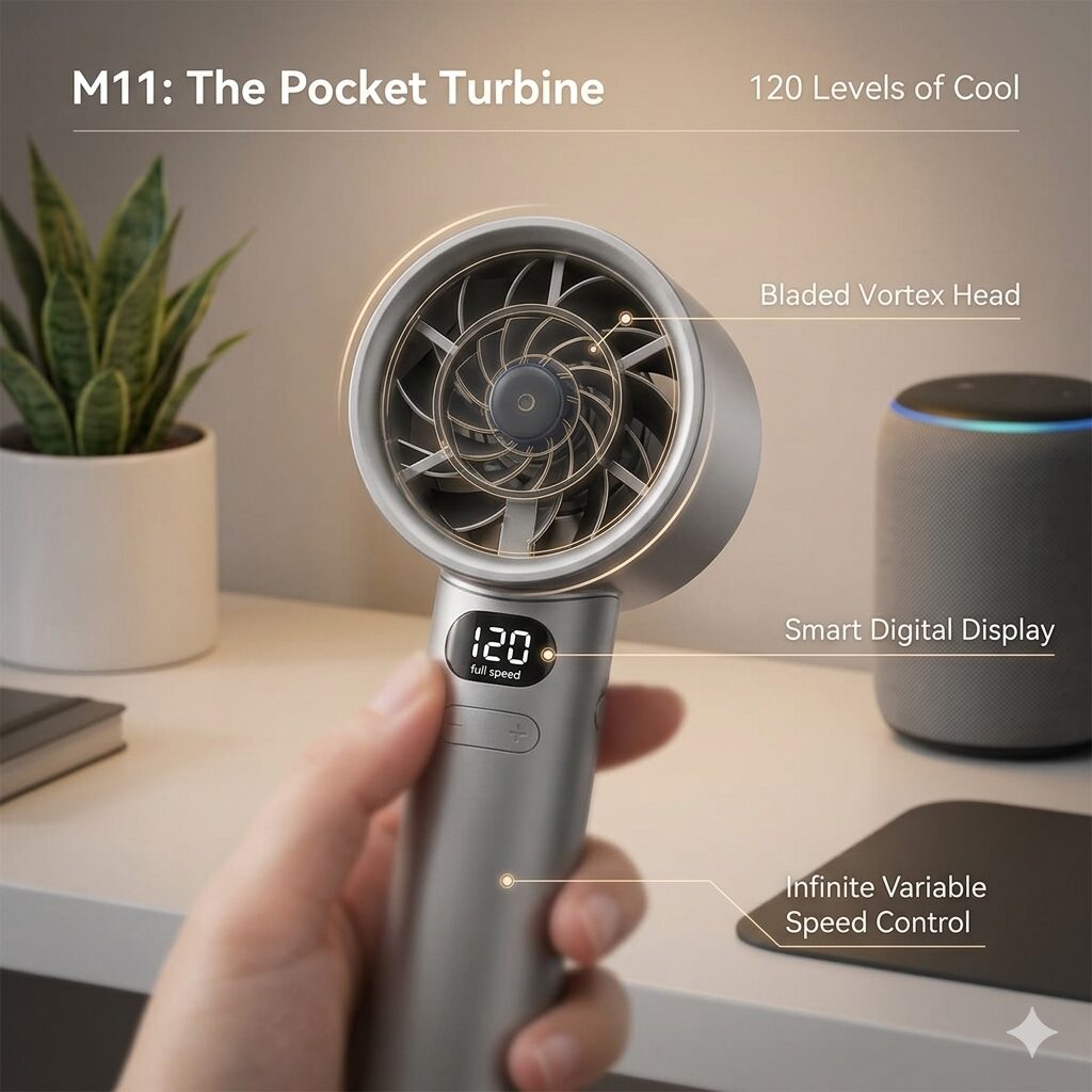 Portable Handheld Adjustable Mini Turbo Fan | Type-C Fast Charging Desk Fan for Travel & Office image 2