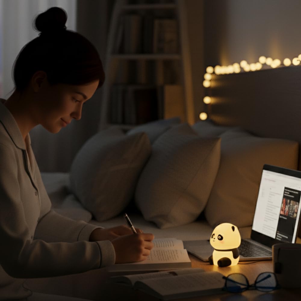 Mini Panda LED Night Light – Squishy Silicone Nursery Lamp & Cute Rechargeable Bedside Decor image 2