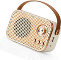 Retro Bluetooth Speaker with Leather Strap – Vintage Portable Wireless Radio, Mesh Grille, Rose Gold Accents | Compact Rechargeable Desk Speaker image 0