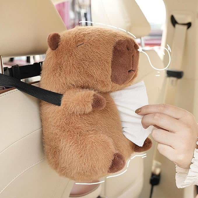 Capybara Tissue Box Holder – Plush Cute Car & Home Tissue Organizer image 4