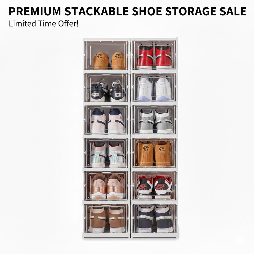 Premium Clear Stackable Shoe Storage Boxes - 6 Layer image 2