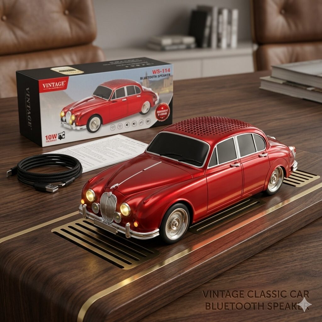 Vintage Classic Car Bluetooth Speaker | Retro Sedan Design (Multicolour) image 4