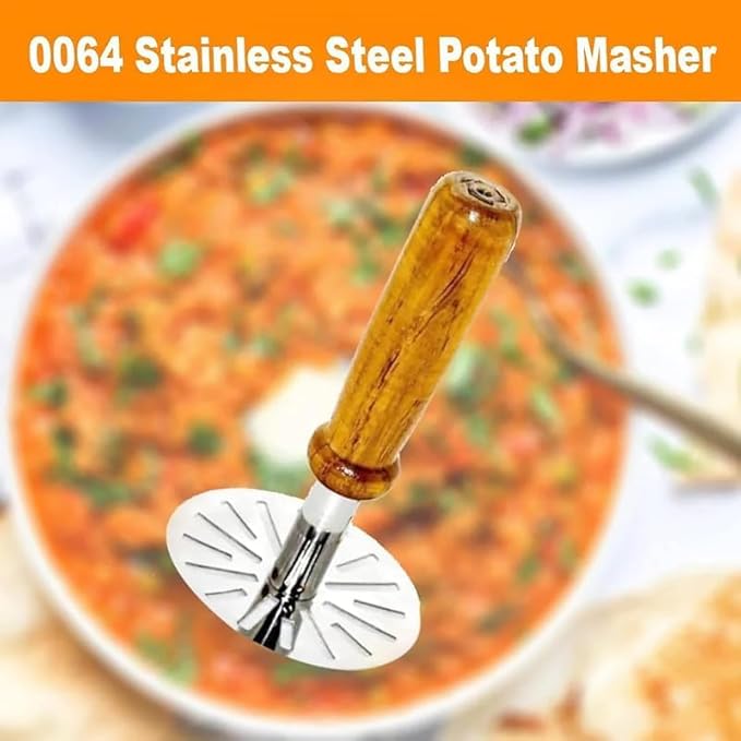 Vegetable - Potato - Pav Bhaji Masher with Wooden Handle image 5