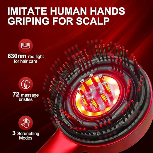 Electric Scalp Massager & Hair Oil Applicator – Red Light Therapy for Hair Growth, Vibrating Head Massager with 6ml Liquid Tank, Waterproof Scalp Treatment Tool for Stress Relief & Thinning Hair image 2