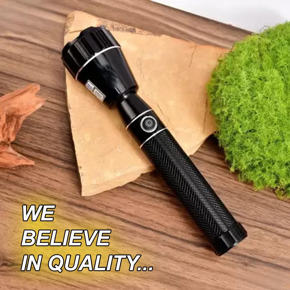 High Power Rechargeable LED Torch Light | Metal Body, Long Beam Flashlight for Home, Outdoor & Emergency Use image 1