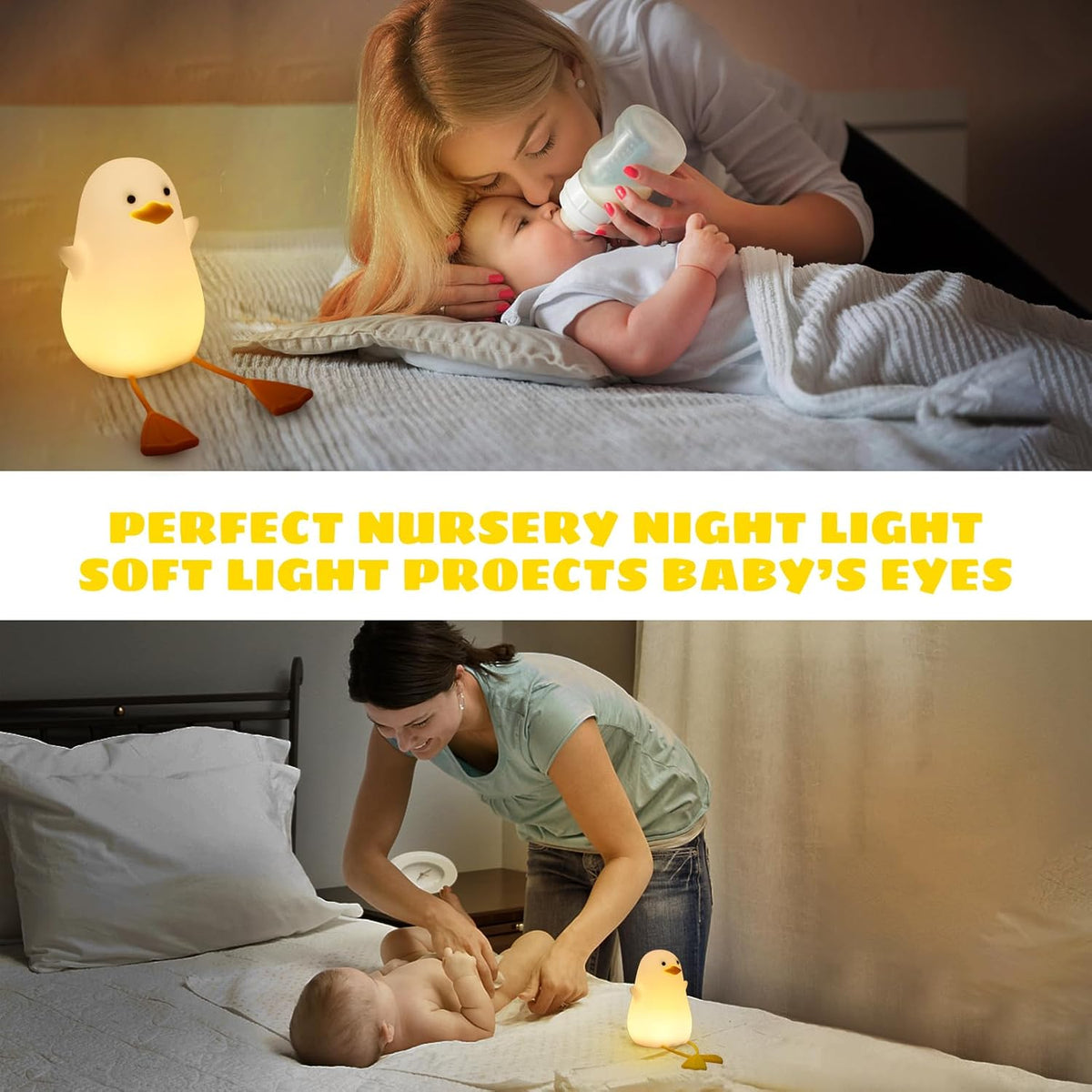 Cute Duck LED Night Lamp | Soft Warm Light, Rechargeable Bedside Lamp for Kids, Nursery & Home Décor image 4