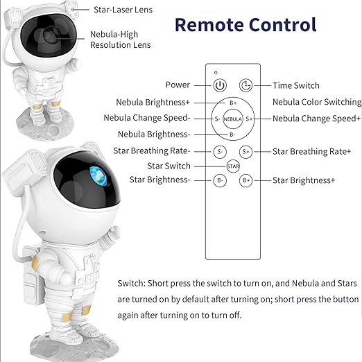 Astronaut Galaxy Star Projector: 360° Rotating Nebula Night Light with Remote Control image 1