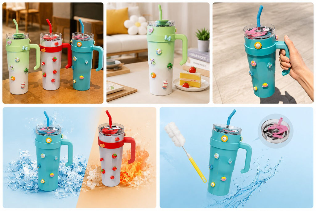 Cute Stainless Steel Tumbler – 40oz Insulated Tumbler with Charms image 3