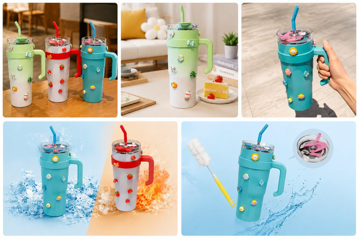 Cute Stainless Steel Tumbler – 40oz Insulated Tumbler with Charms image 3