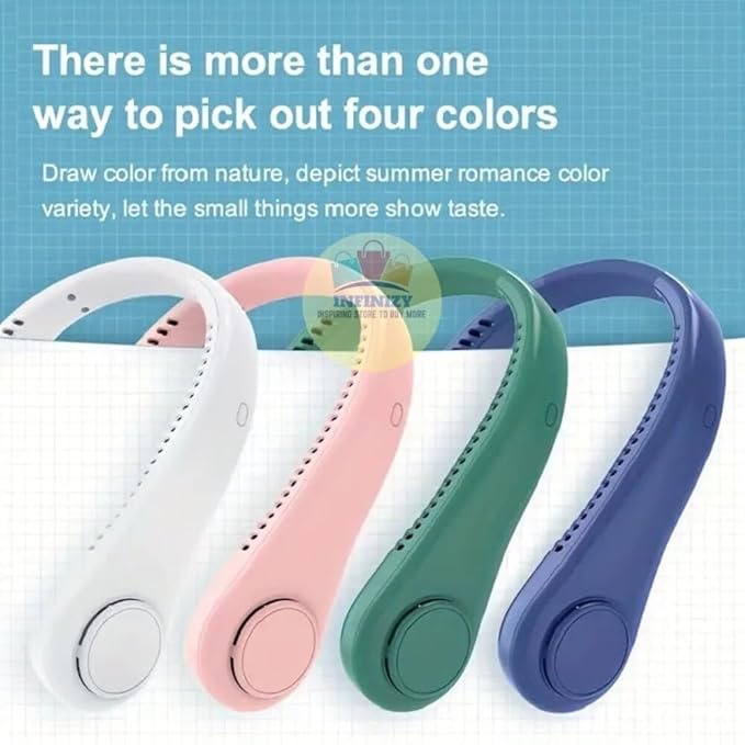 Portable Bladeless Neck Fan - 360° Cooling, USB Rechargeable, Hands-Free Wearable Fan (Multicolour Options) image 1