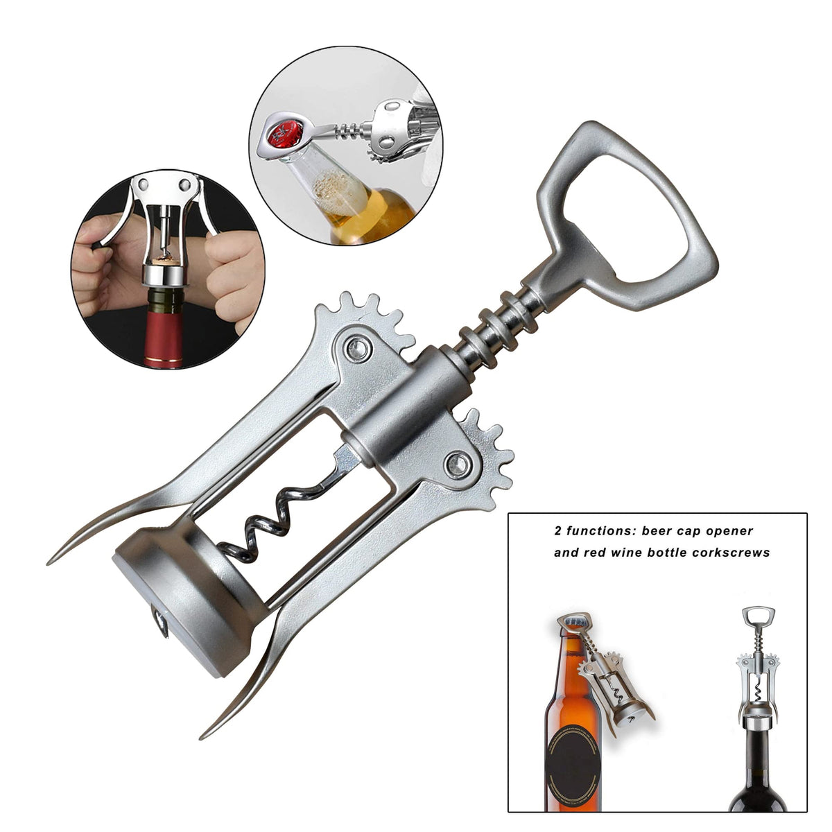 Wine Bottle Opener – Multifunctional Wing Corkscrew Wine & Beer Bottle Opener image 5