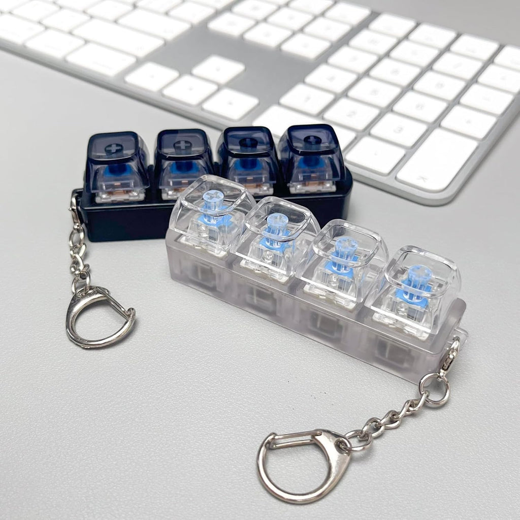4-Key Mechanical Keyboard Keychain – Clear Acrylic Fidget Toy with Clicky Blue Switches image 9