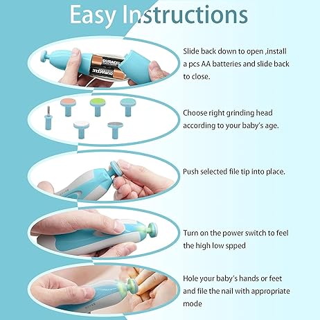 6-in-1 Electric Baby Nail Trimmer Kit | Battery Operated Manicure Set for New-borns, Toddlers, and Adults image 4