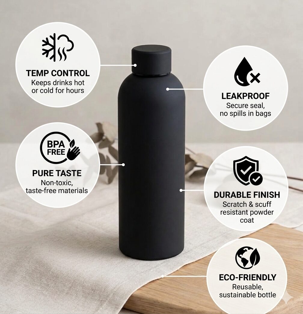 Stainless Steel Water Bottle 500ml – Vacuum Insulated Leakproof Flask image 4