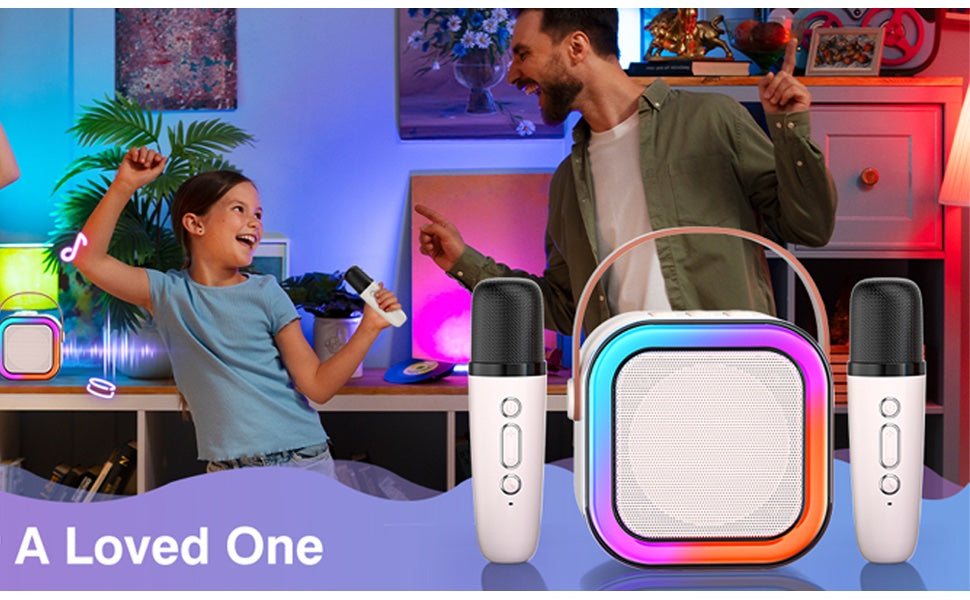 Bluetooth Karaoke Speaker with Wireless Microphone &amp; LED Lights image 2