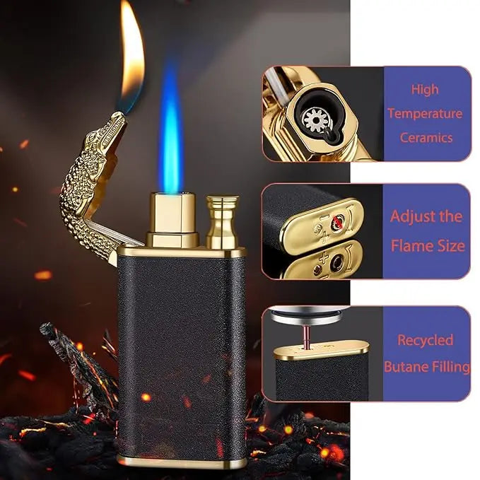 Windproof Dual Flame Butane Metal Lighter image 3