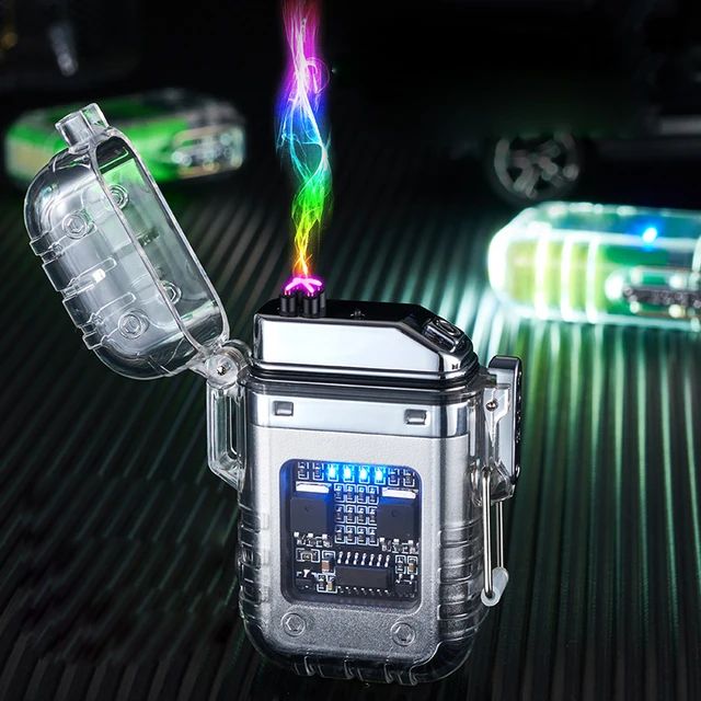 Transparent Windproof Rechargeable Lighter with LED Light image 2