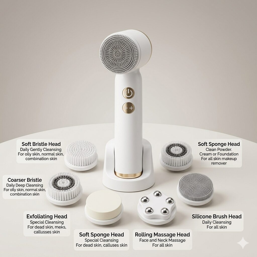 Facial Cleansing Brush – 6 in 1 Electric Facial Cleanser &amp; Massager image 2