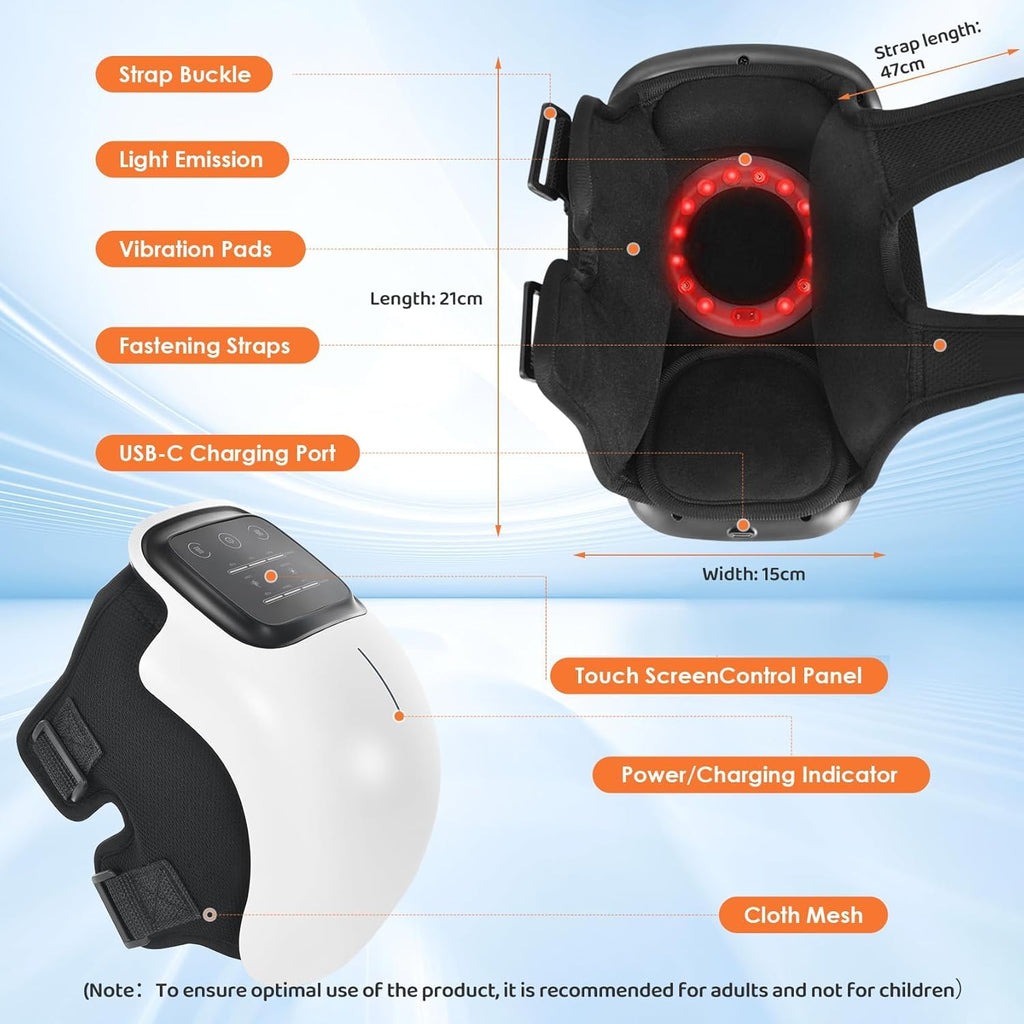 3-in-1 Cordless Knee Massager with Heat, Vibration & Infrared Laser Therapy – Adjustable Joint Relief Wrap image 3