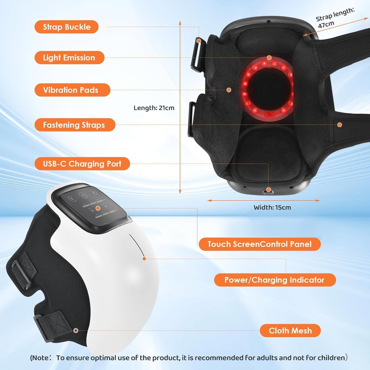 3-in-1 Cordless Knee Massager with Heat, Vibration & Infrared Laser Therapy – Adjustable Joint Relief Wrap image 3