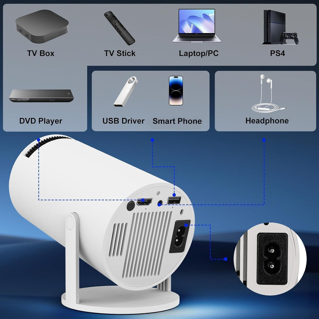 Portable Mini Projector – Smart WiFi 6 HD Projector with 180° Rotation image 1