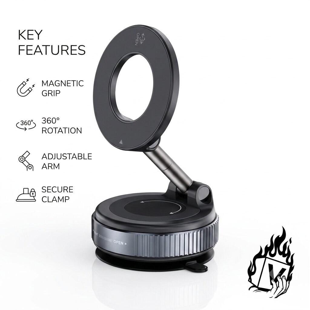 Magnetic Car Mobile Holder, Strong Vacuum Suction image 4