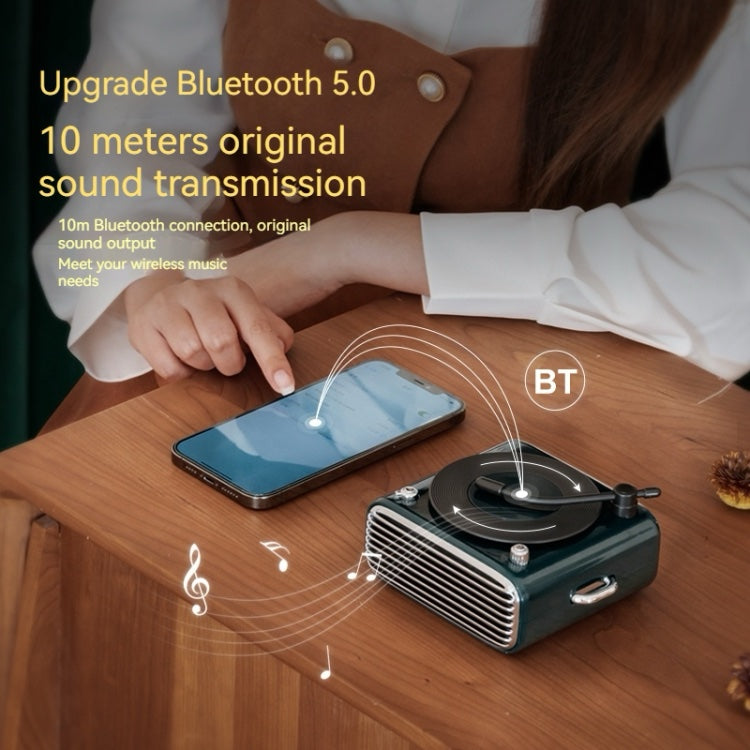 Classic Record Player Style Bluetooth Speaker image 2