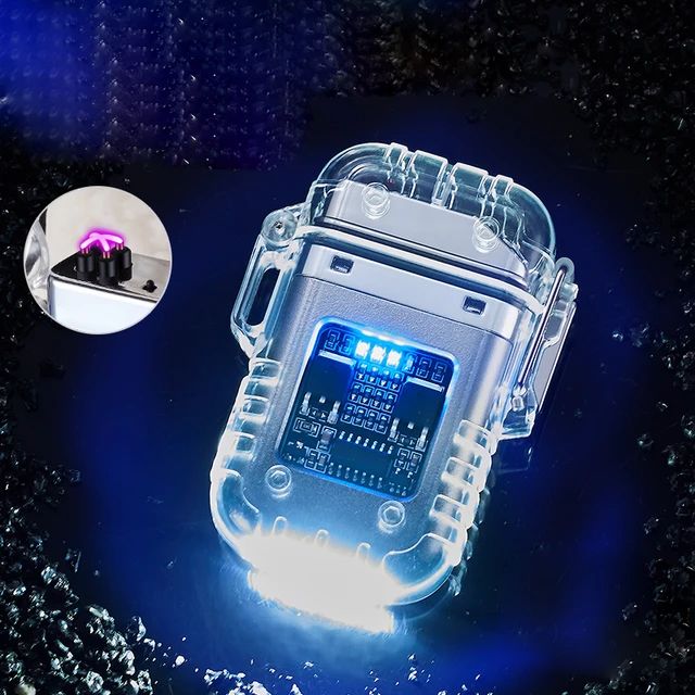 Transparent Windproof Rechargeable Lighter with LED Light image 3