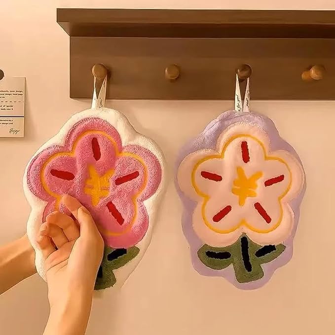 Cute Hanging Flower Design Hand Towels image 4