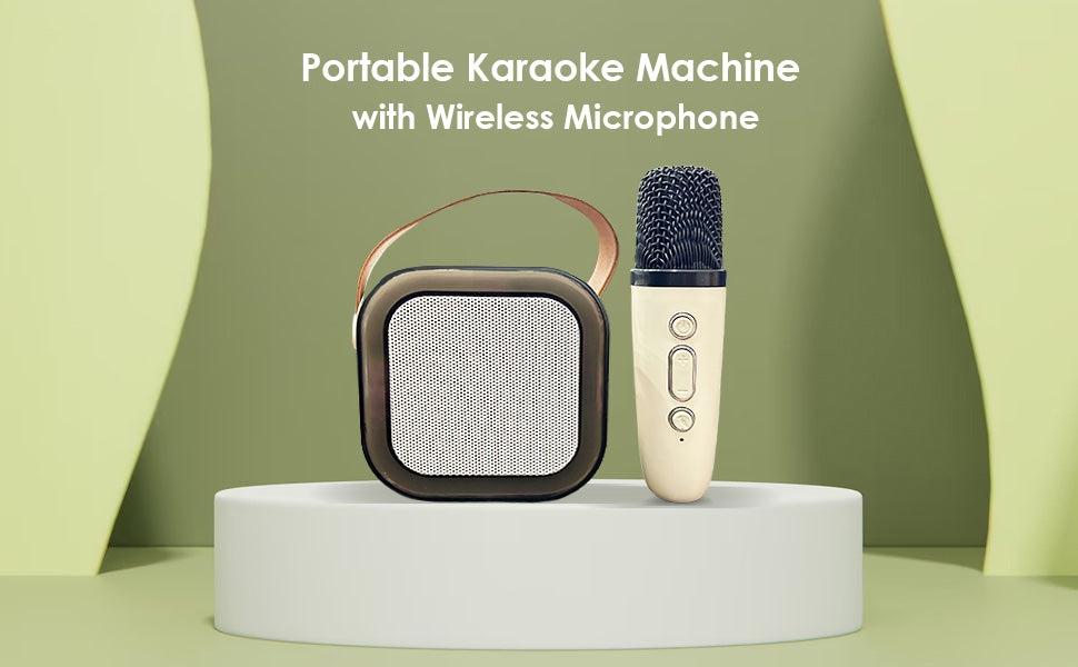 Bluetooth Karaoke Speaker with Wireless Microphone &amp; LED Lights image 1