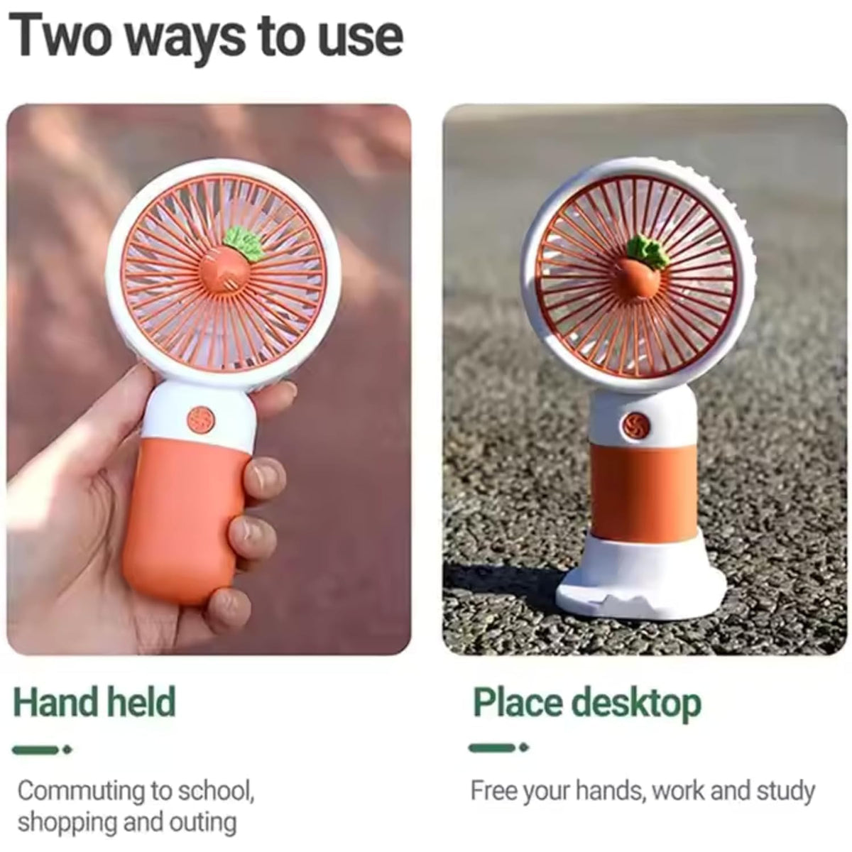 Portable Rechargeable Mini Fan for Travel, Office, Makeup, Kitchen & Outdoor Use image 3