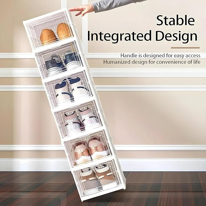 Premium Clear Stackable Shoe Storage Boxes - 4 Layer image 4