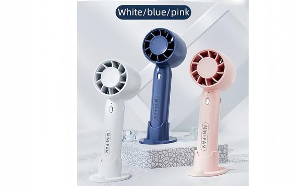 Handheld Mini Fan – Portable USB Rechargeable Fan with Base & 3 Speed Settings image 1