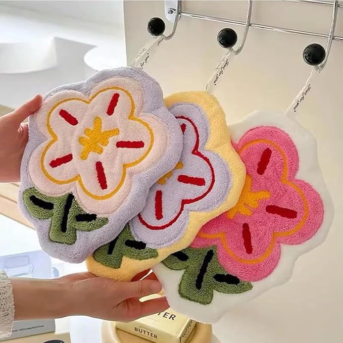 Cute Hanging Flower Design Hand Towels image 3