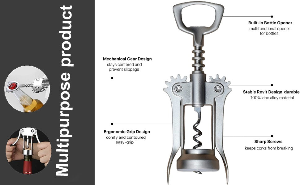 Wine Bottle Opener – Multifunctional Wing Corkscrew Wine & Beer Bottle Opener image 3