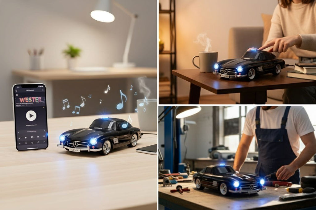 Classic Mercedes-Benz 300 Roadster Bluetooth Portable Speaker w/LED Light image 3
