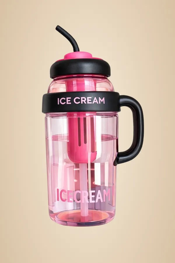 Ice Cream Water Bottle – Cute Portable Kids Water Bottle with Straw image 0